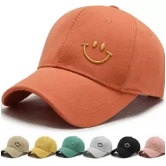 BASEBALL CAP W/ SMILE FACE EMBROIDERY