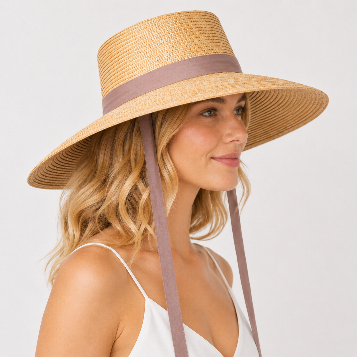 Wheat Straw Boater Hat with Twill Tape