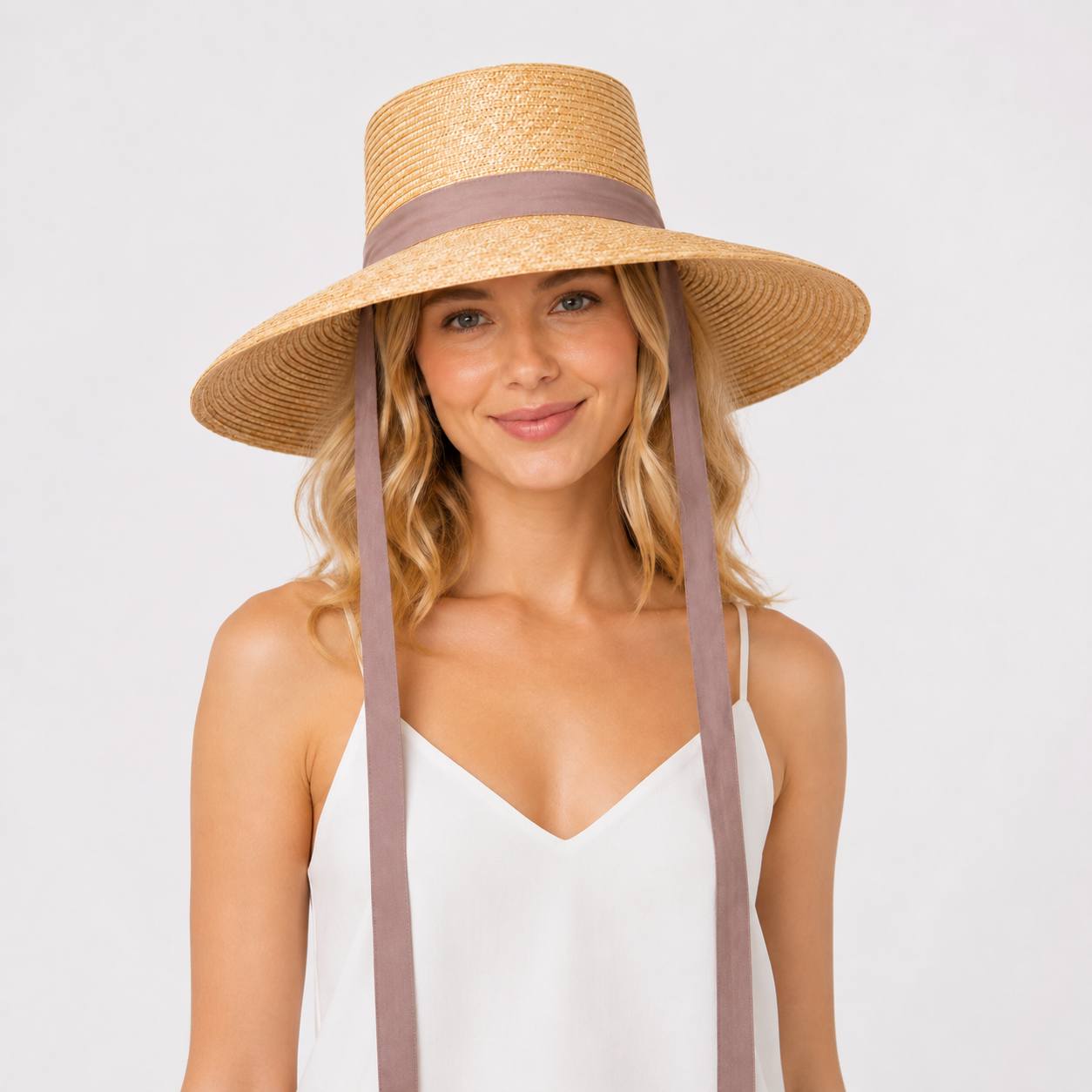 Wheat Straw Boater Hat with Twill Tape