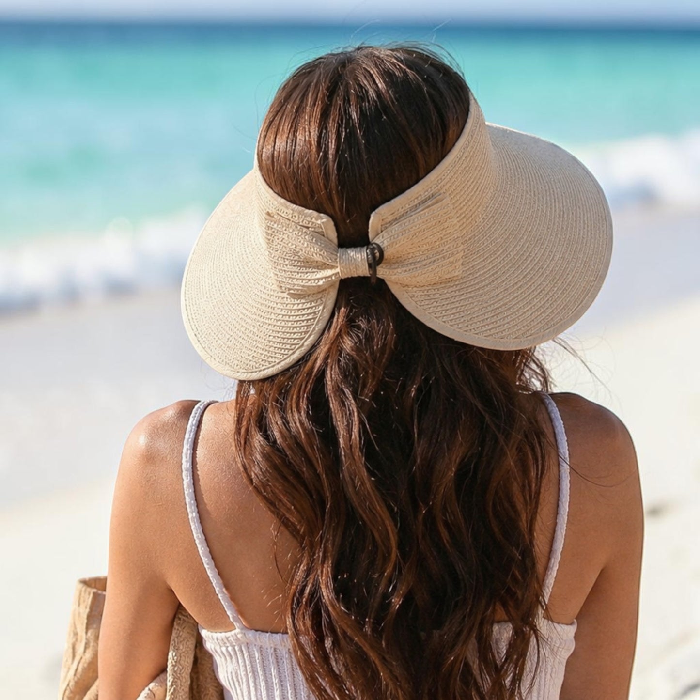 Packable Wide Brim Straw Sun Visor Hat for Women