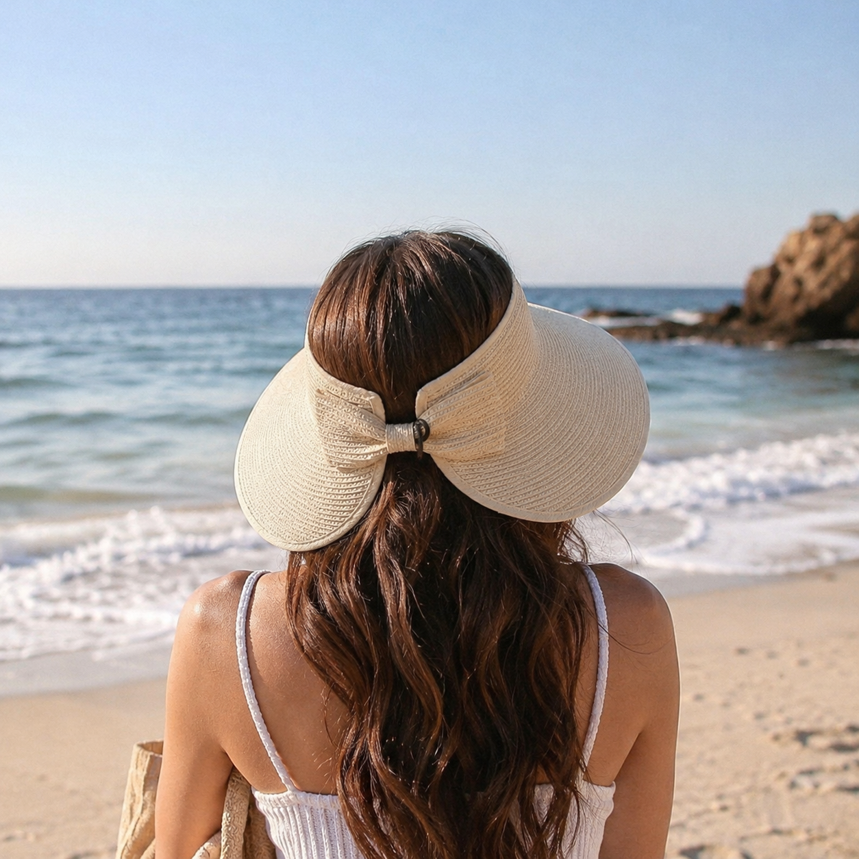 Packable Wide Brim Straw Sun Visor Hat for Women