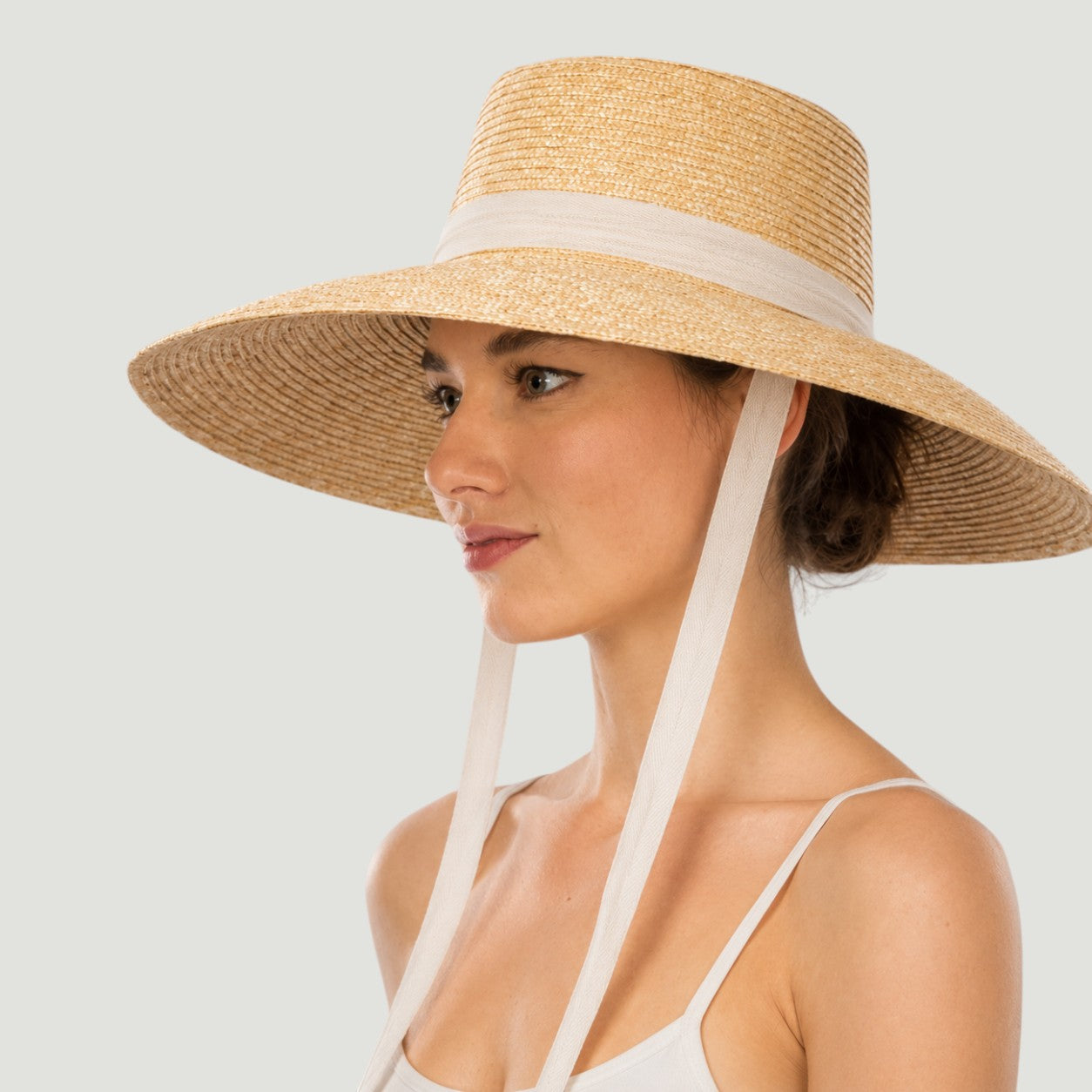Wheat Straw Boater Hat with Twill Tape