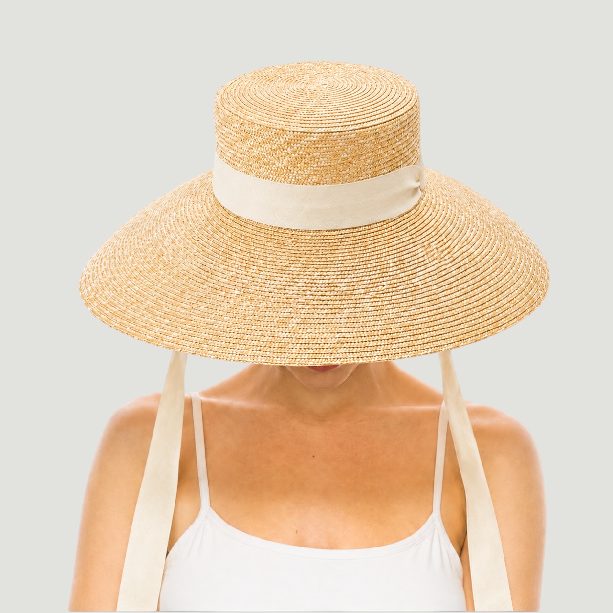 Wheat Straw Boater Hat with Twill Tape