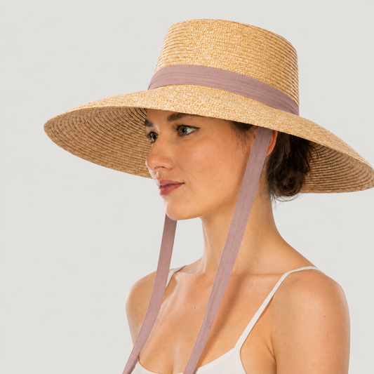 Wheat Straw Boater Hat with Twill Tape - women's straw hat - SOLOVE