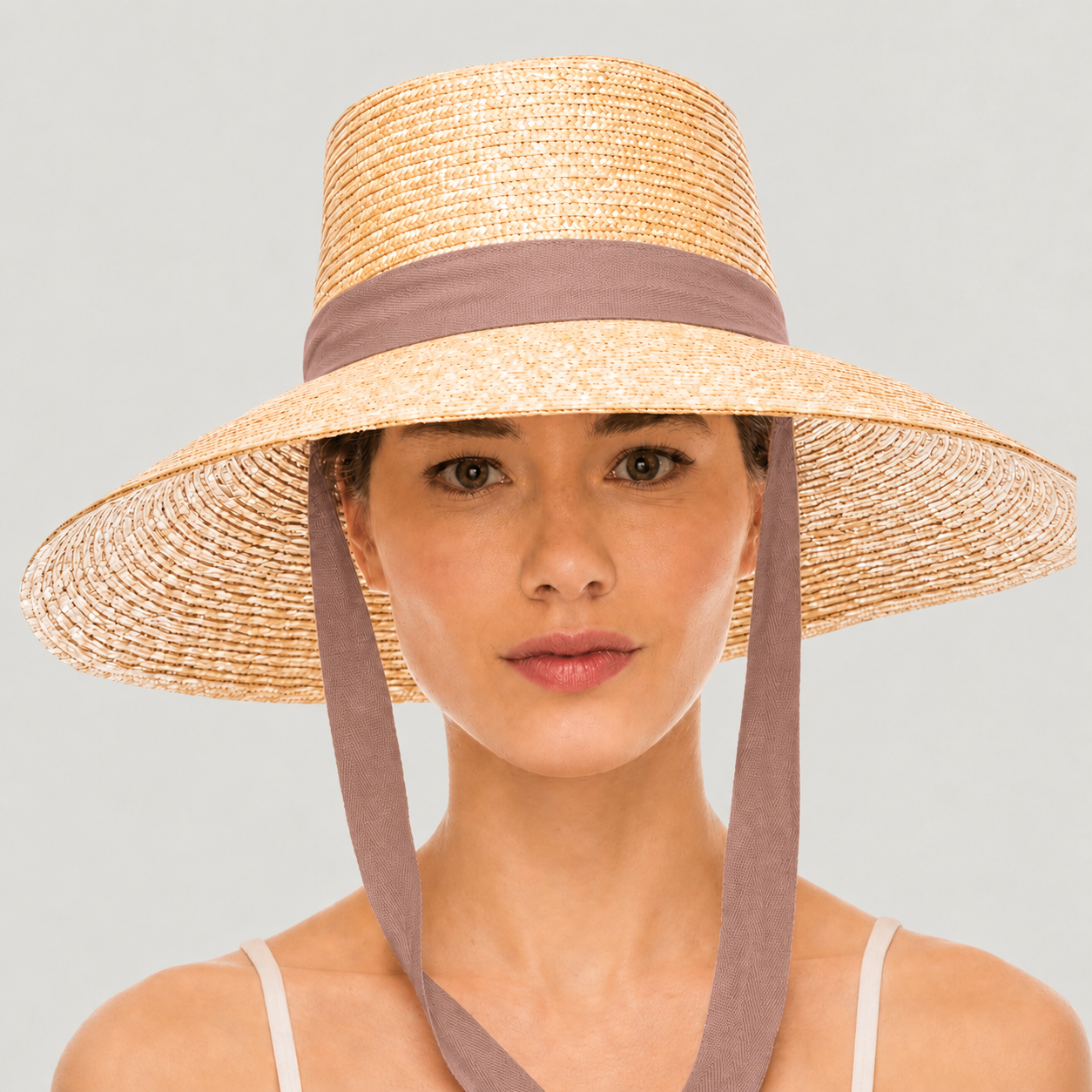 Wheat Straw Boater Hat with Twill Tape