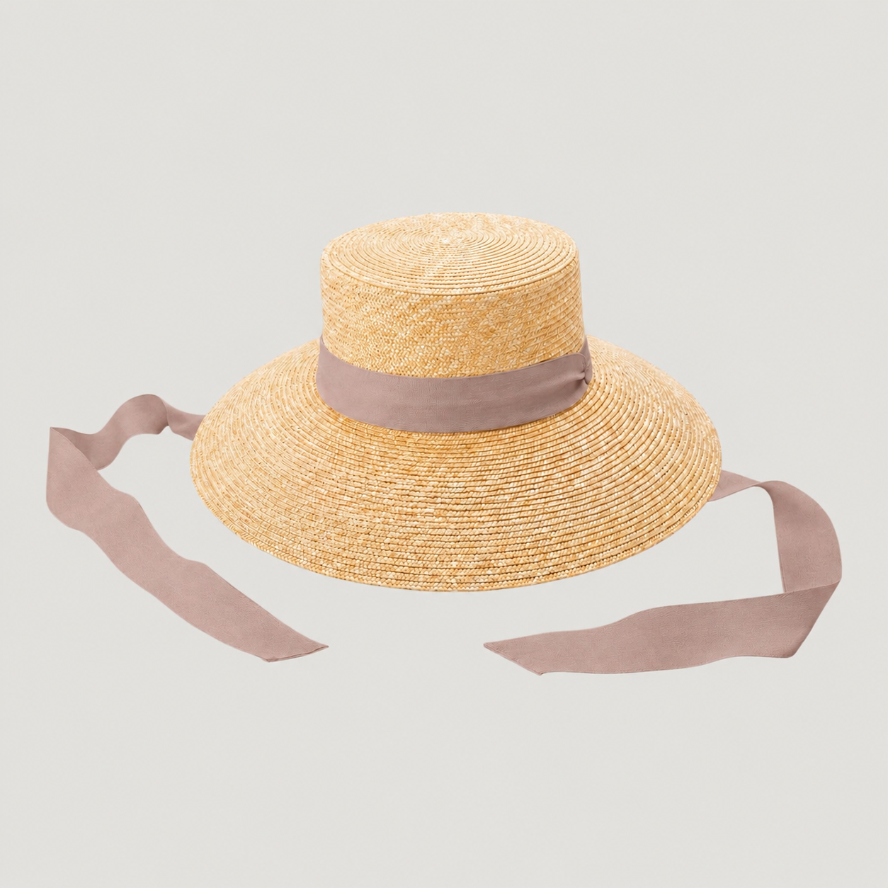 Wheat Straw Boater Hat with Twill Tape