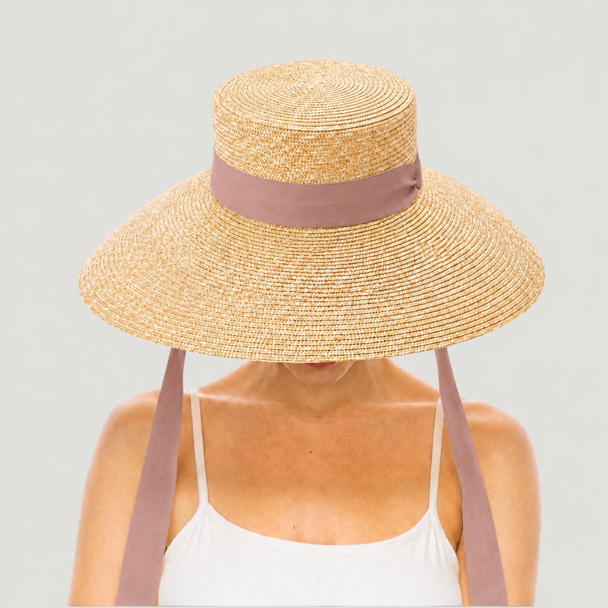 Wheat Straw Boater Hat with Twill Tape