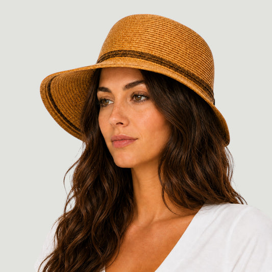 UPF 50+ Packable Straw Sun Hat Wide Brim w/ Bow | Faceframer