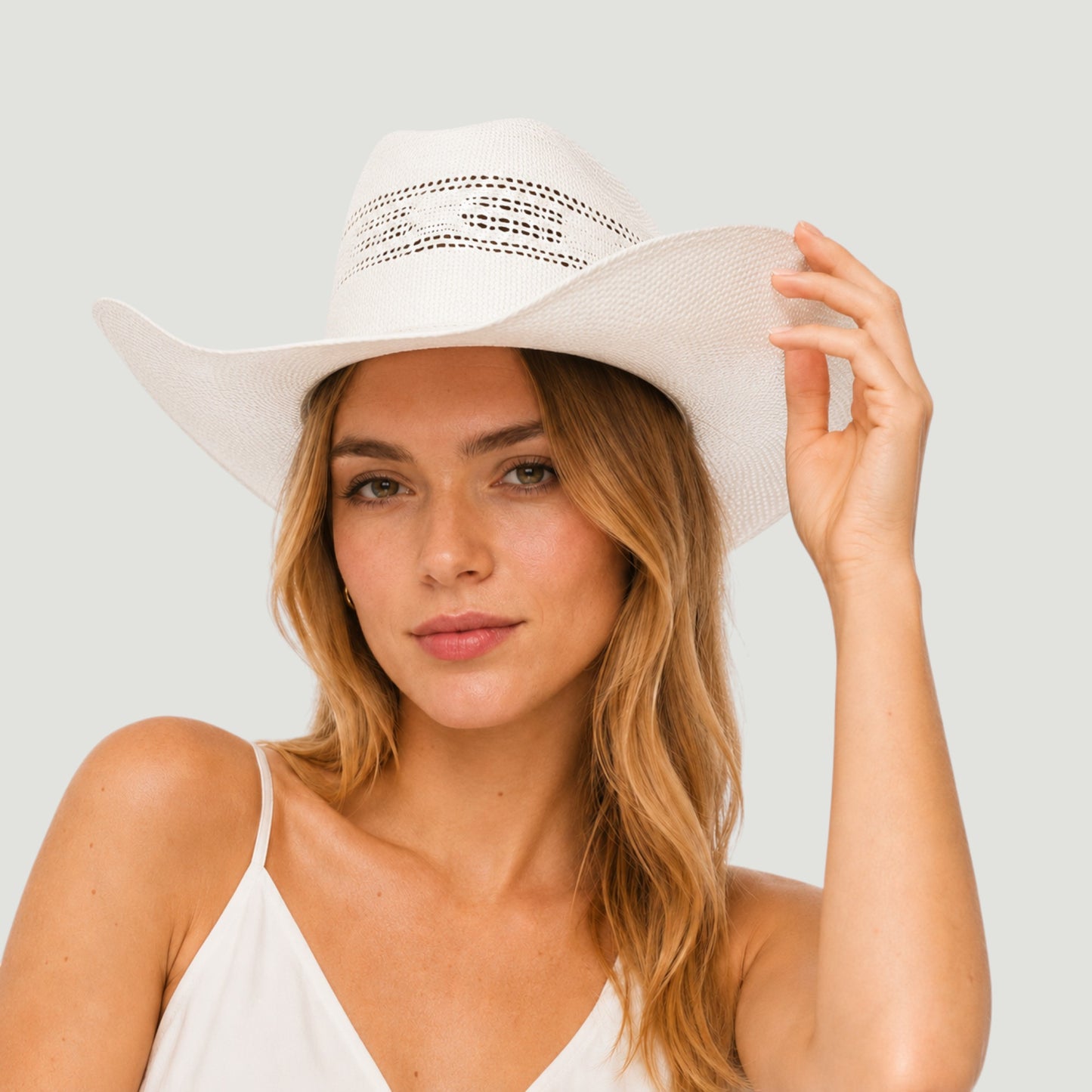 Woven Straw Vented Cowboy Hat – Structured Summer Western Hat | 4 Colo