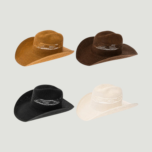 Woven Straw Vented Cowboy Hat – Structured Summer Western Hat | 4 Colo