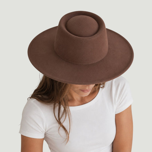 Vegan Felt Gambler Hat | Wide Brim Western