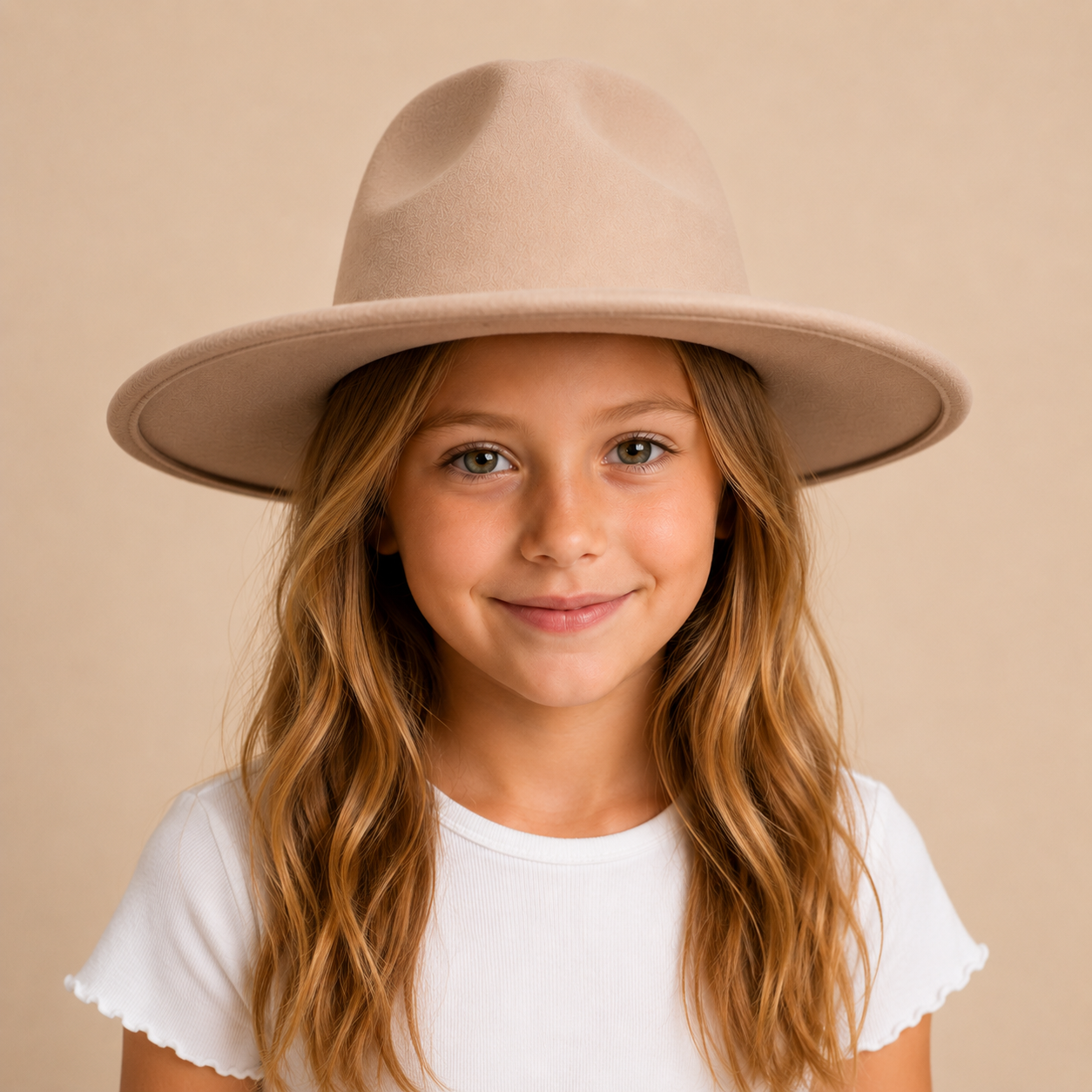 Kid's Wide Brim Vegan Felt Rancher Hat – Adjustable Fit, Mommy and Me Hat, Girls Boho Hat, Children Western Hat
