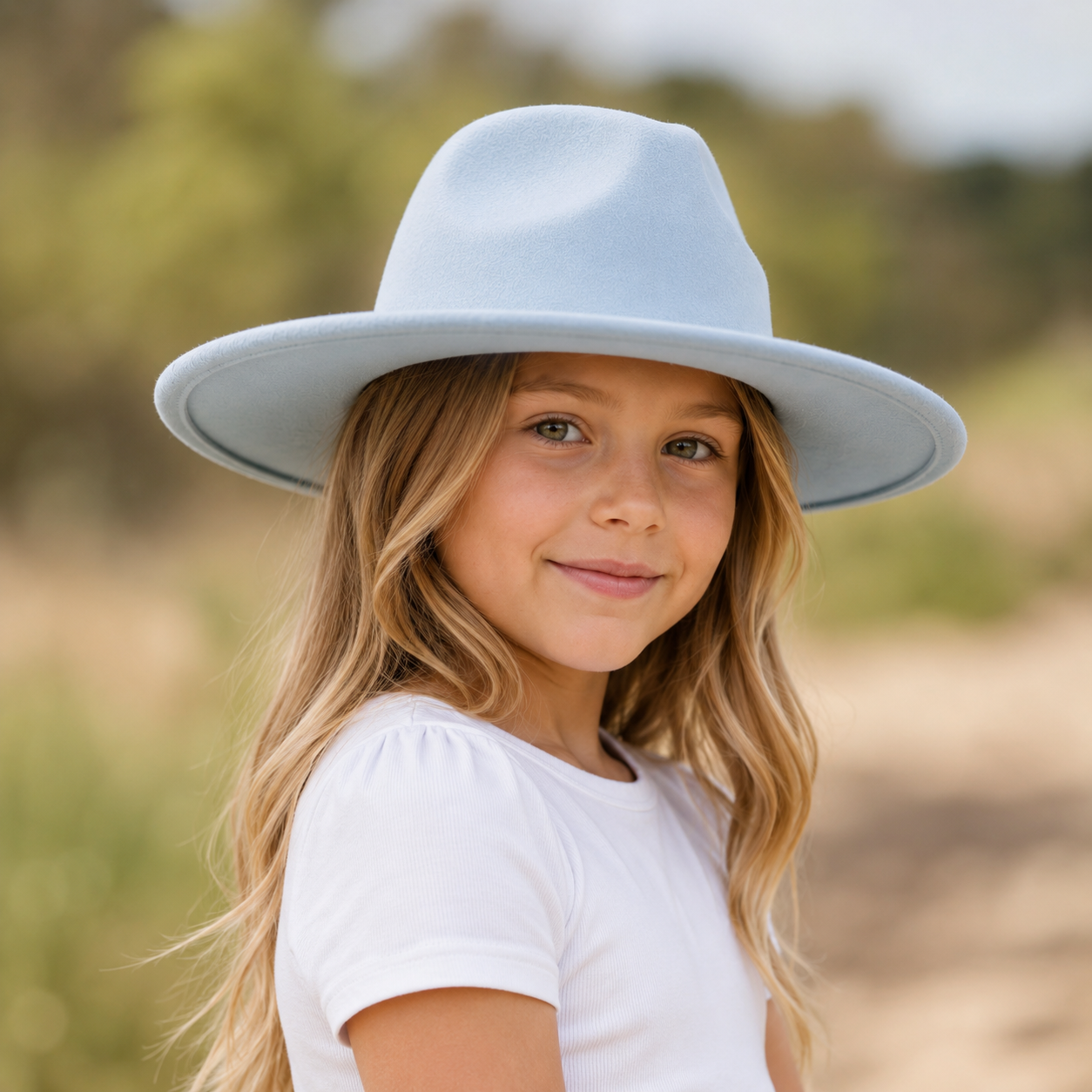 Kid's Wide Brim Vegan Felt Rancher Hat – Adjustable Fit, Mommy and Me Hat, Girls Boho Hat, Children Western Hat