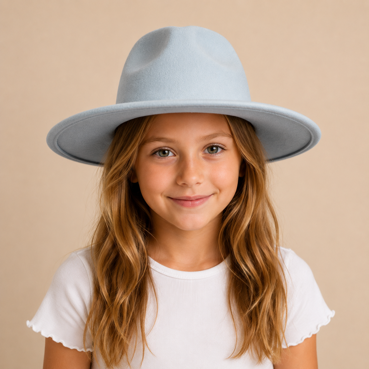 Kid's Wide Brim Vegan Felt Rancher Hat – Adjustable Fit, Mommy and Me Hat, Girls Boho Hat, Children Western Hat