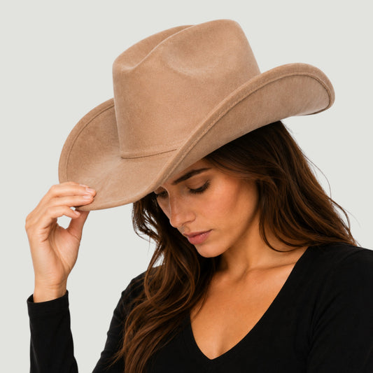 Vegan Suede Cattleman Cowboy Hat – Women's Wide Brim | SOLOVE
