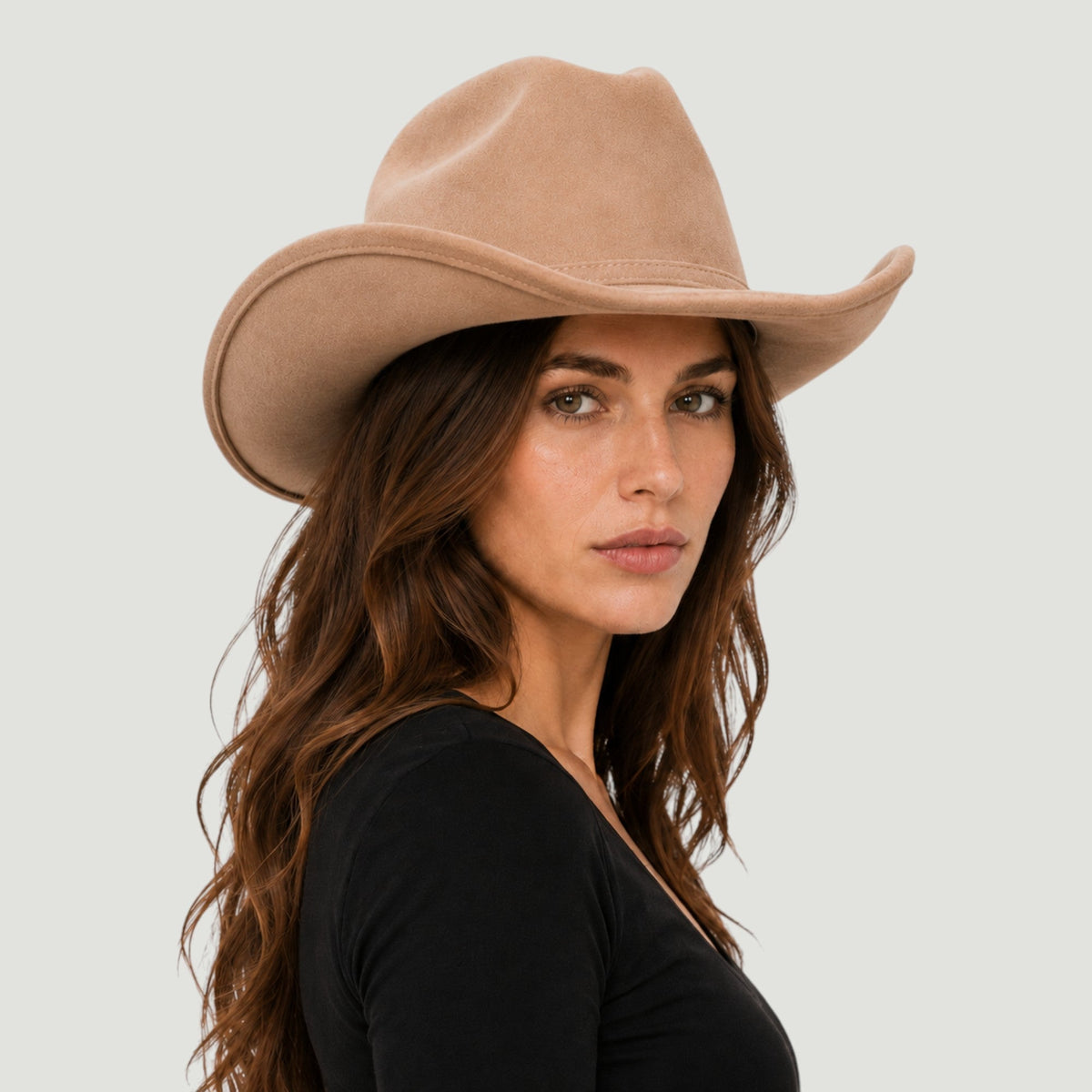 Vegan Suede Cattleman Hat B