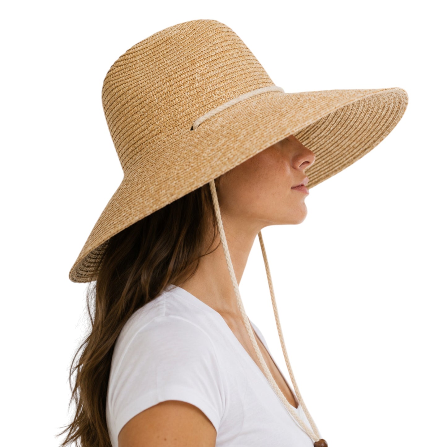 Structured lifeguard-style hat in fine wheat straw