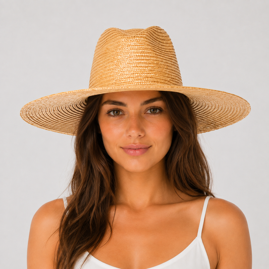 Wheat Straw Rancher Hat, Flat Brim, UPF 50+