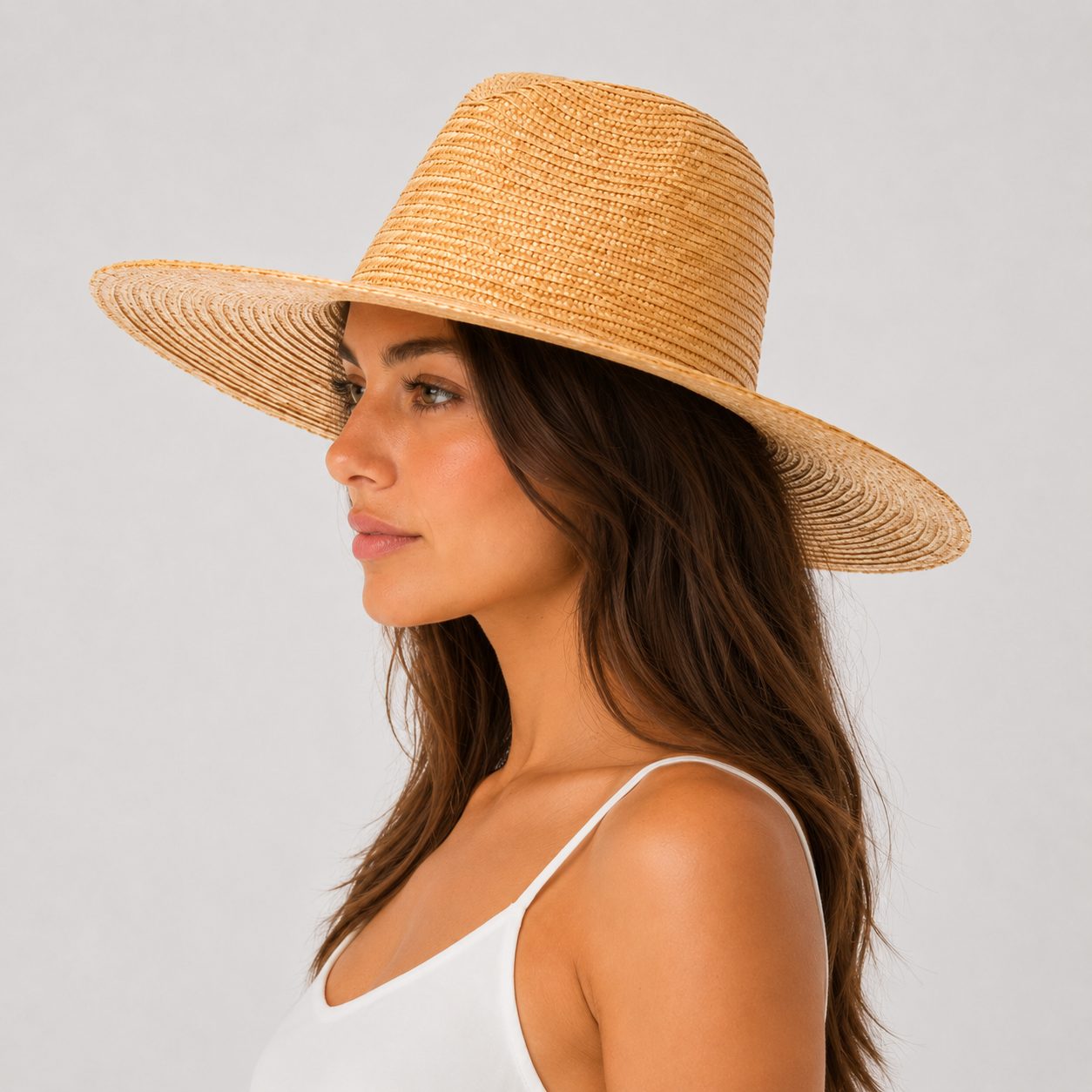 Wheat Straw Rancher Hat, Flat Brim, UPF 50+