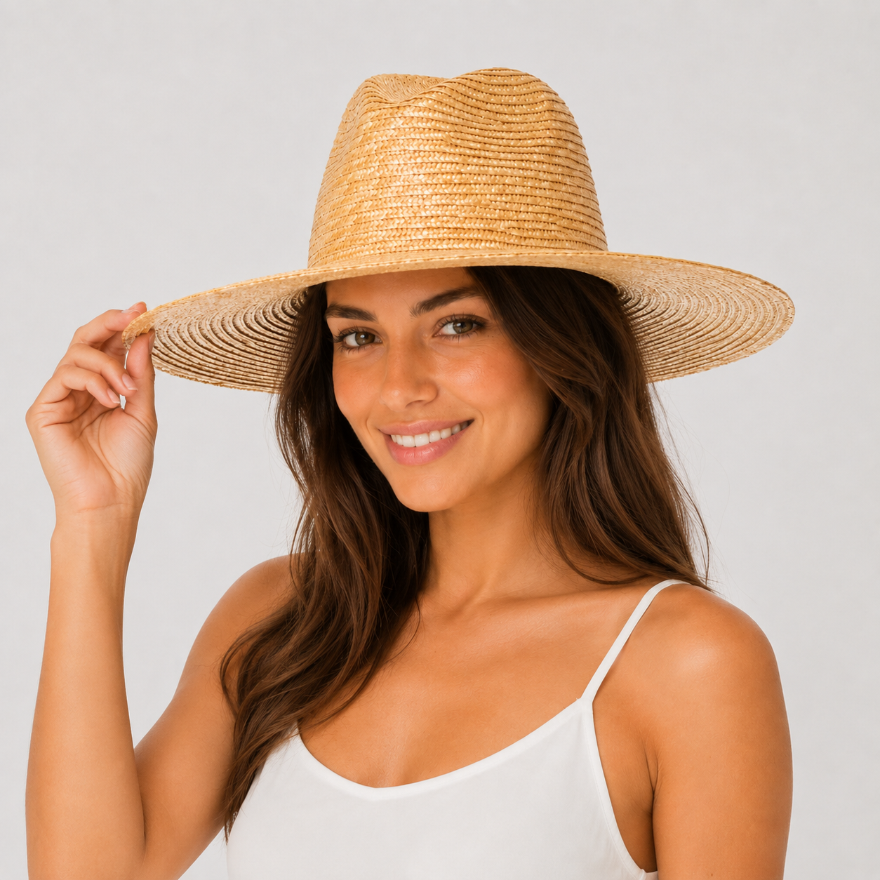 Wheat Straw Rancher Hat, Flat Brim, UPF 50+