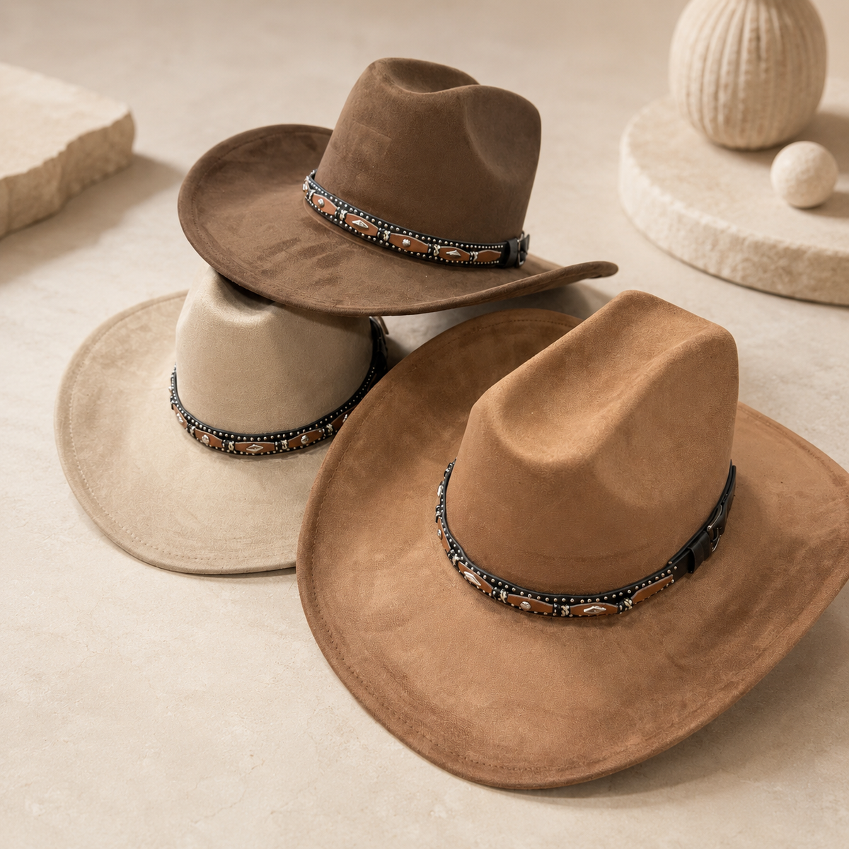 Studded Concho Band Vegan Suede Cattleman Hat – Women's | SOLOVE