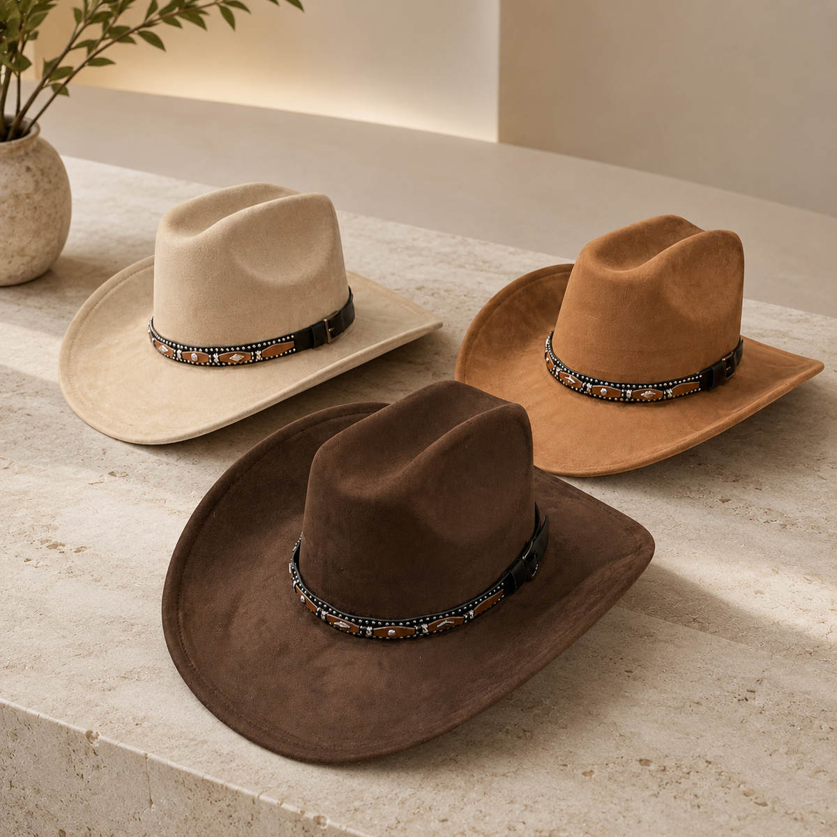 Studded Concho Band Vegan Suede Cattleman Hat – Women's | SOLOVE