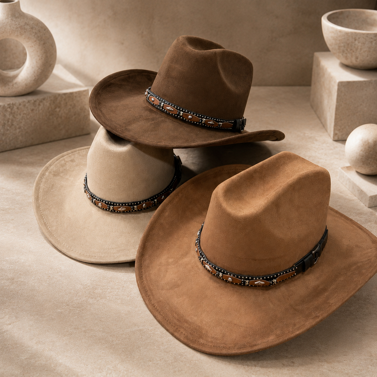 Studded Concho Band Vegan Suede Cattleman Hat – Women's | SOLOVE