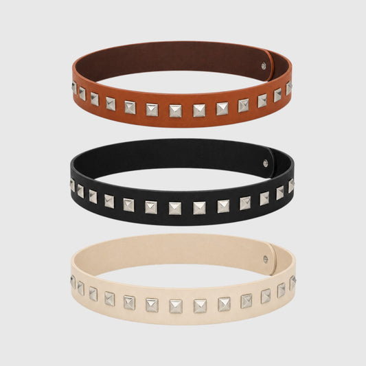 Western Pyramid Stud Faux Leather Hat Band