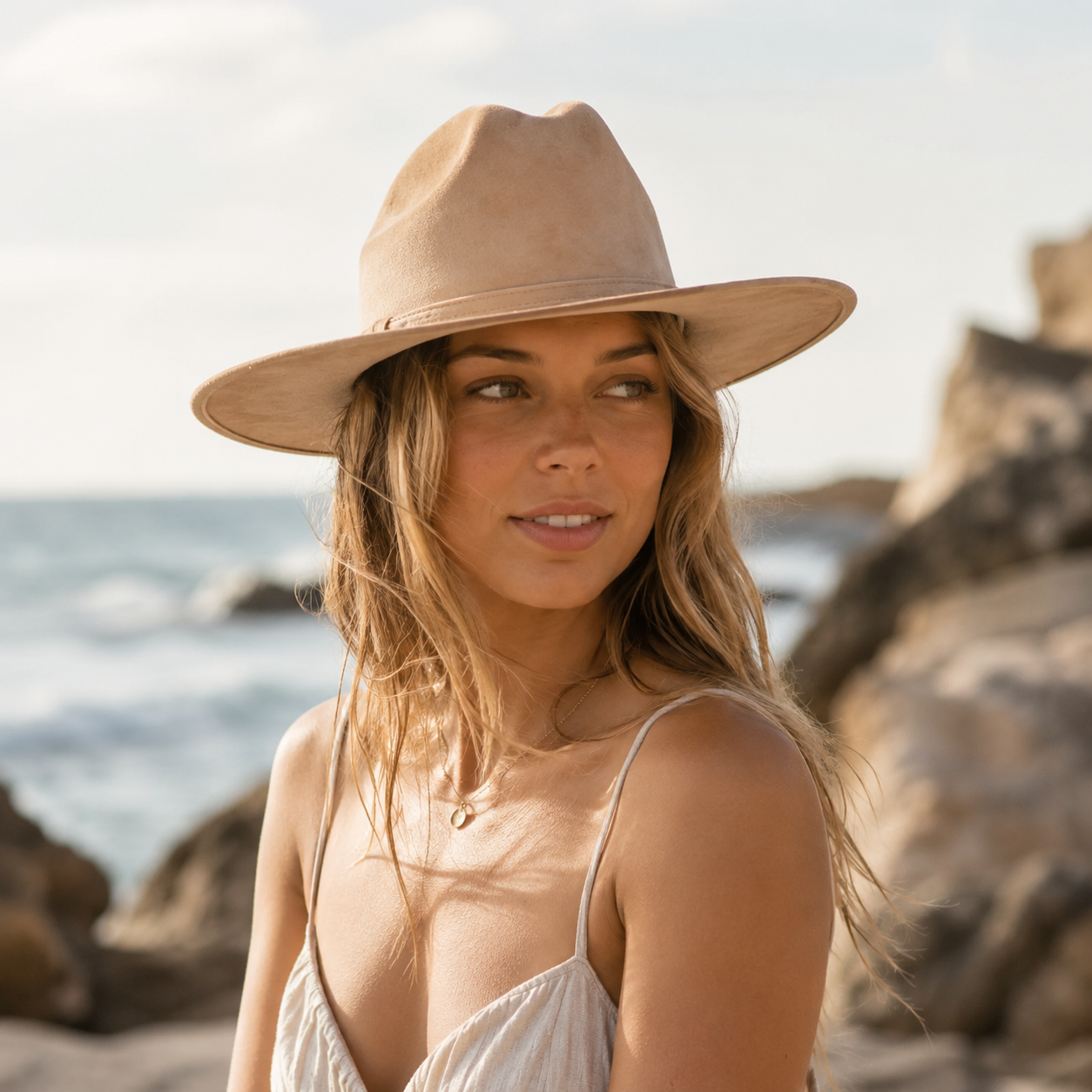 Flat Brim Cowboy Hat in Premium Vegan Suede – Women's | SOLOVE