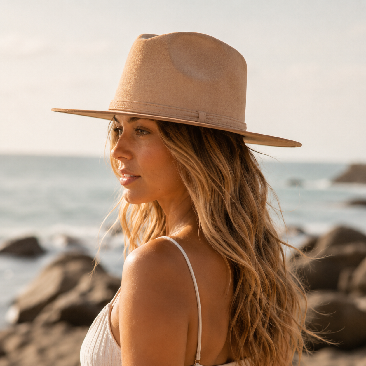 Flat Brim Cowboy Hat in Premium Vegan Suede – Women's | SOLOVE