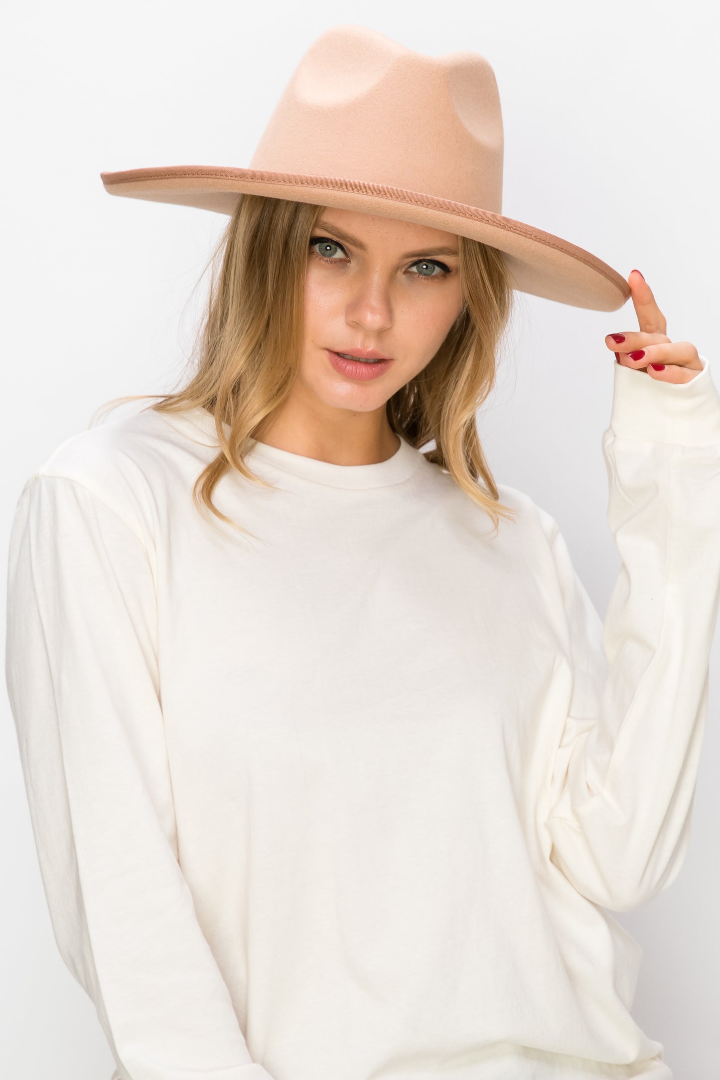 VEGAN FELT PANAMA HAT-PENCIL ROLL BRIM