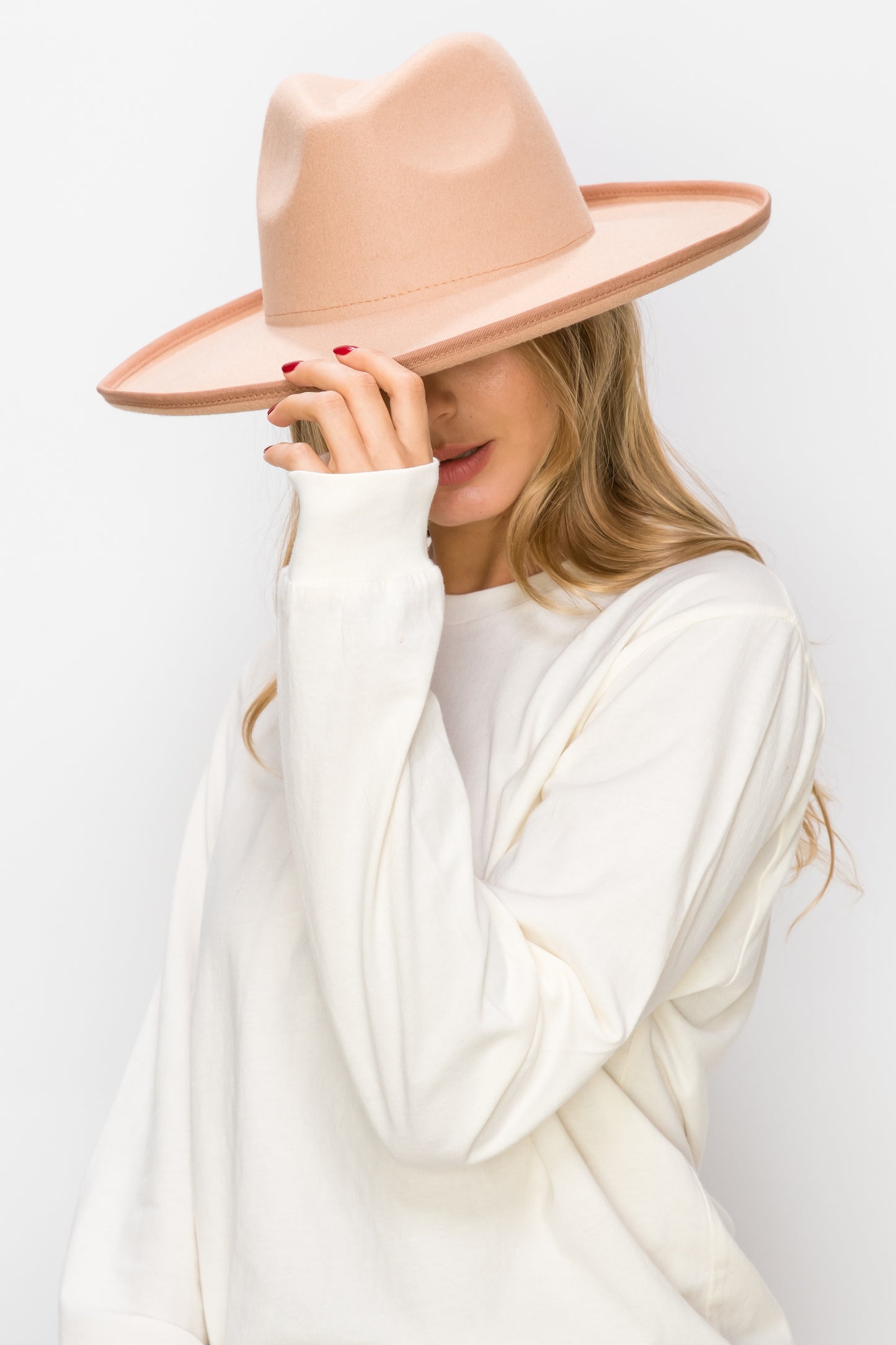 VEGAN FELT PANAMA HAT-PENCIL ROLL BRIM