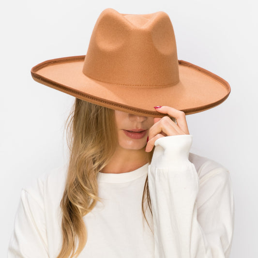 VEGAN FELT PANAMA HAT-PENCIL ROLL BRIM