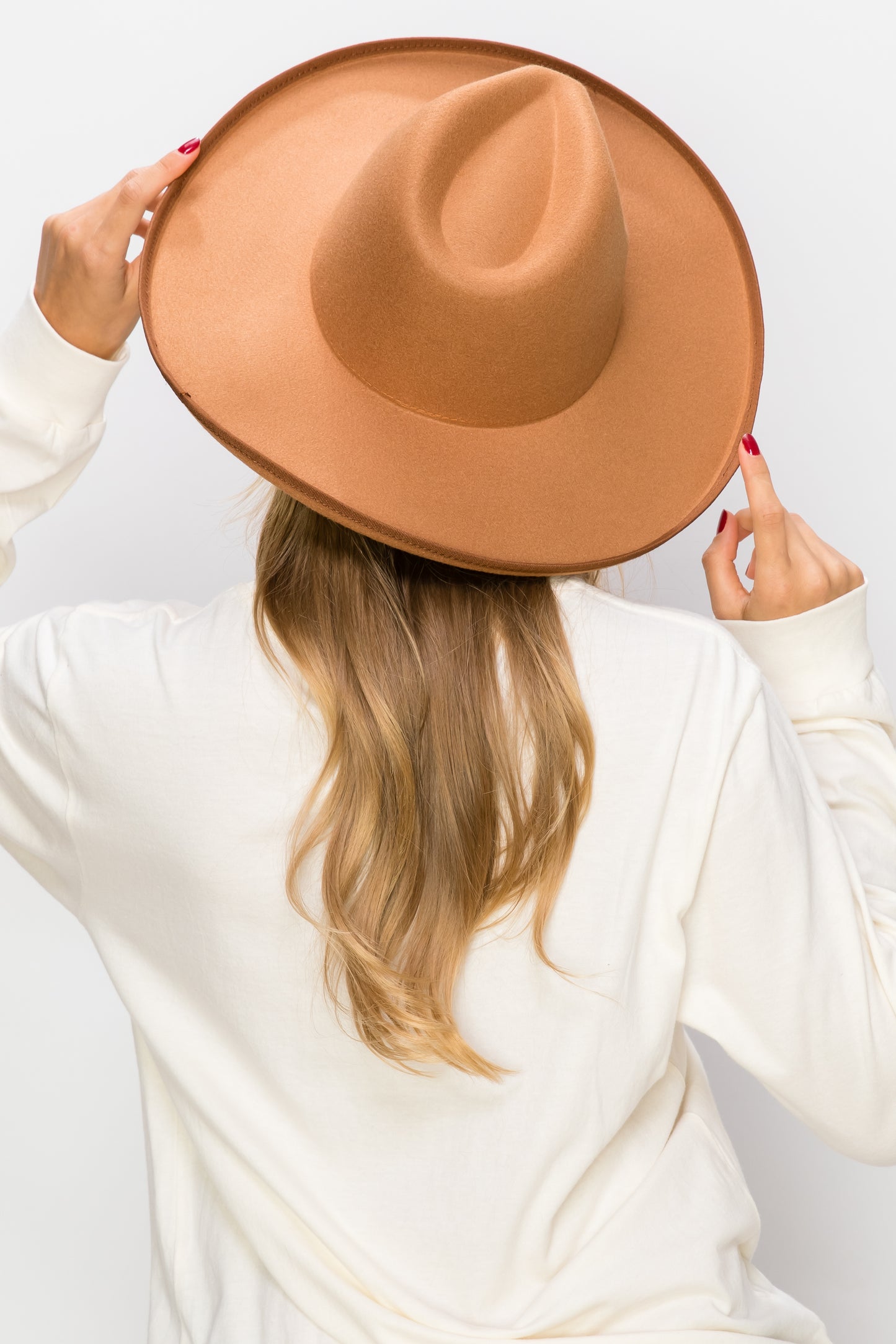 VEGAN FELT PANAMA HAT-PENCIL ROLL BRIM