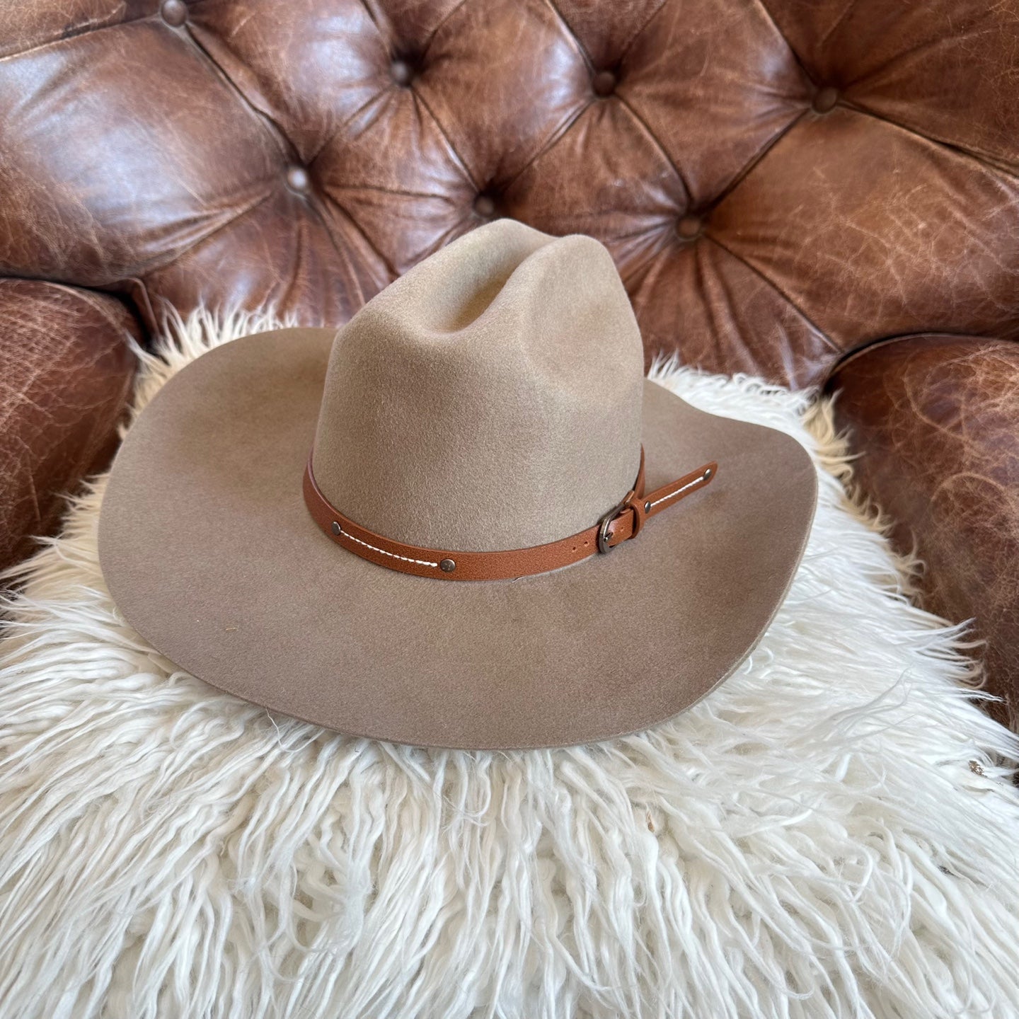 WOOL CATTLEMAN COWBOY WESTERN  HAT  W/ LEATHER BELT