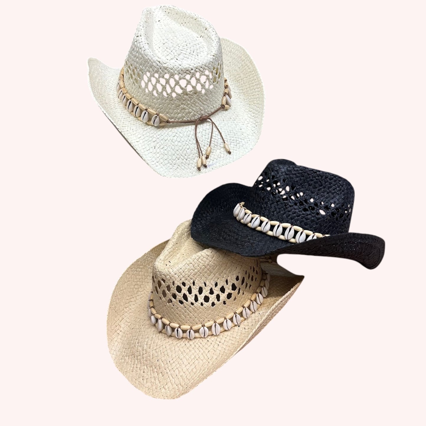 Seashells Band Cowboy Cowgirl Hat – Handmade & Adjustable