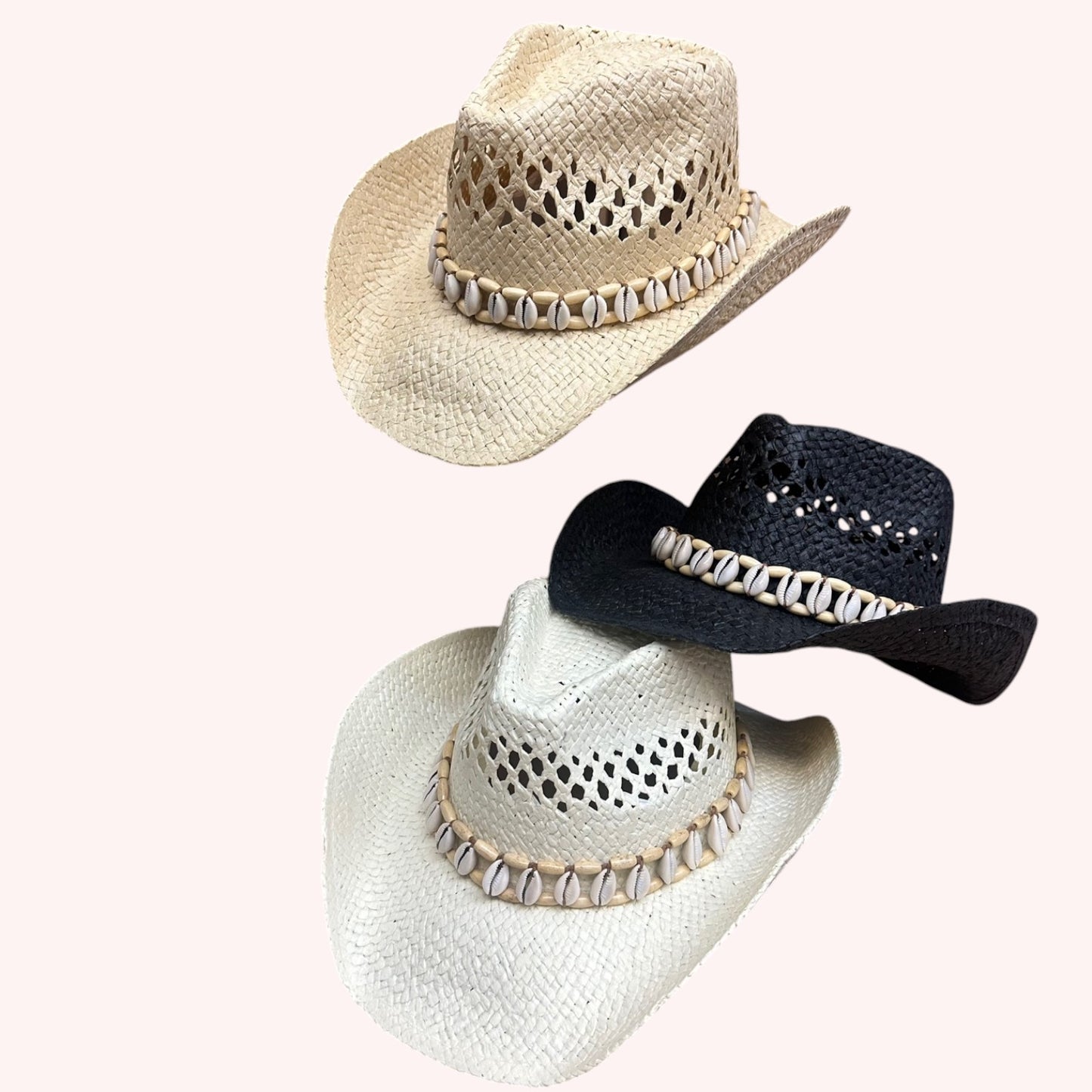 Seashells Band Cowboy Cowgirl Hat – Handmade & Adjustable