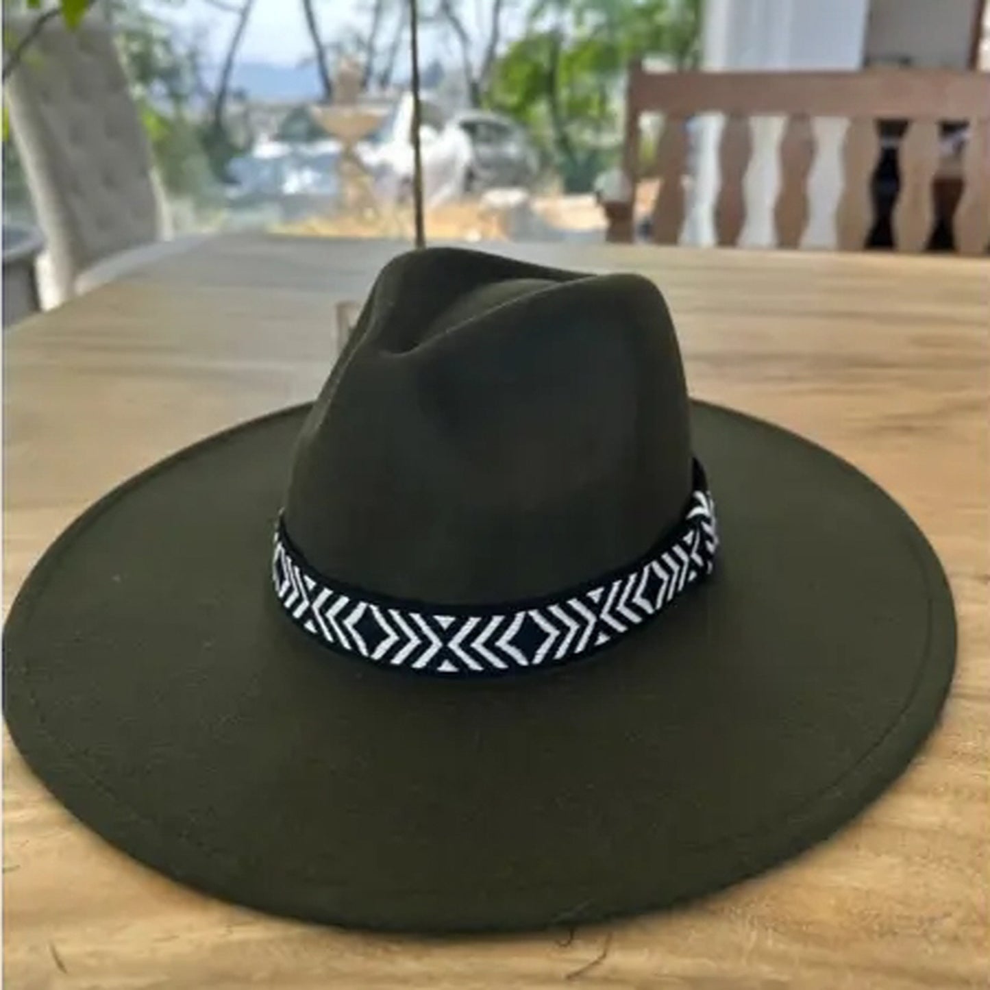 VEGAN FELT PANAMA HAT W/ JACQUARD TAPE