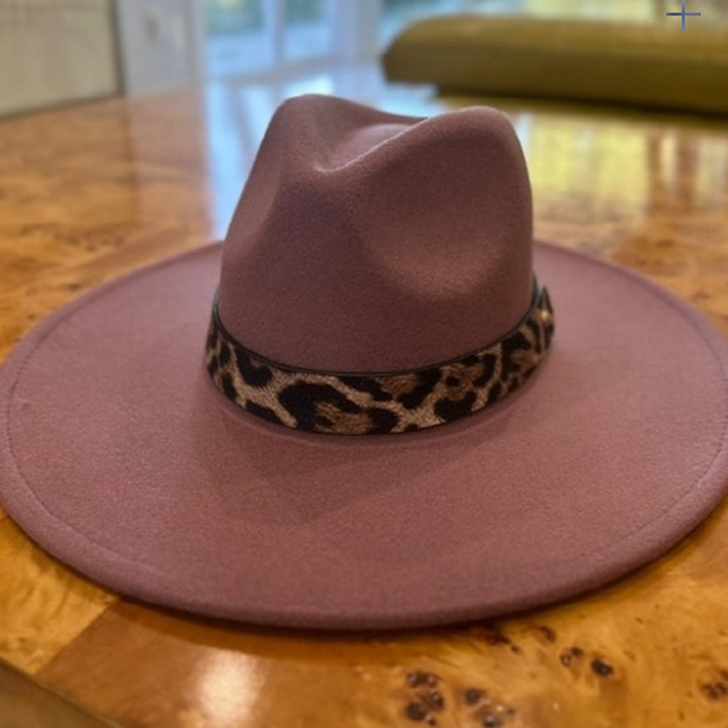 VEGAN FELT PANAMA HAT  W/ LEOPARD PRINTED BELT