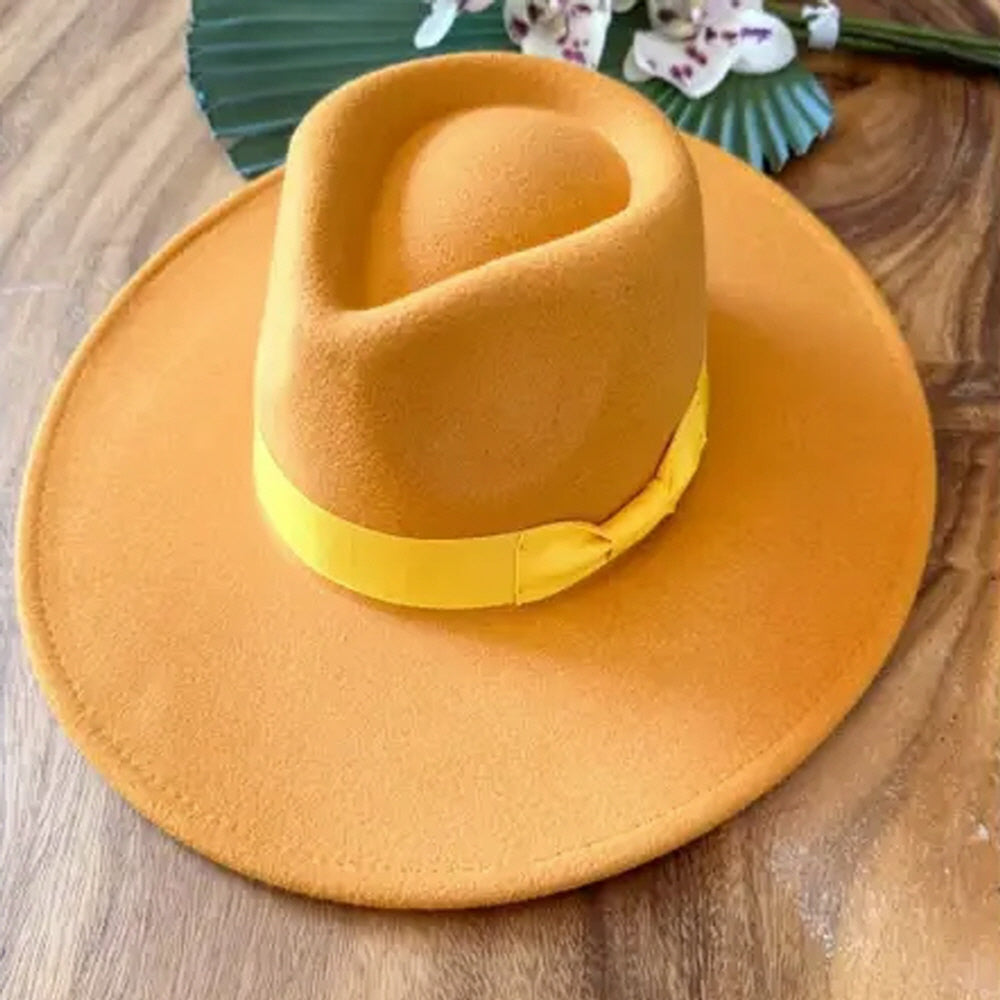 VEGAN FELT RANCHER WITH RIBBON