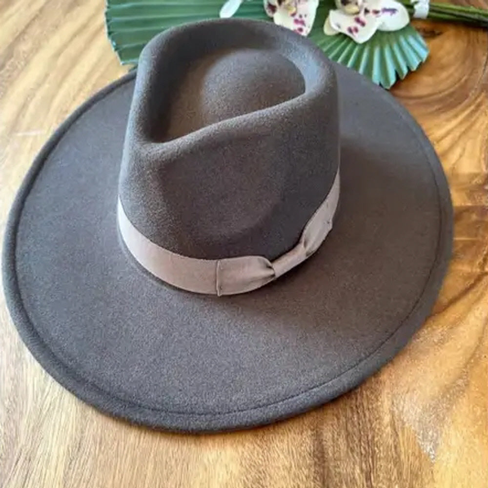 VEGAN FELT RANCHER WITH RIBBON