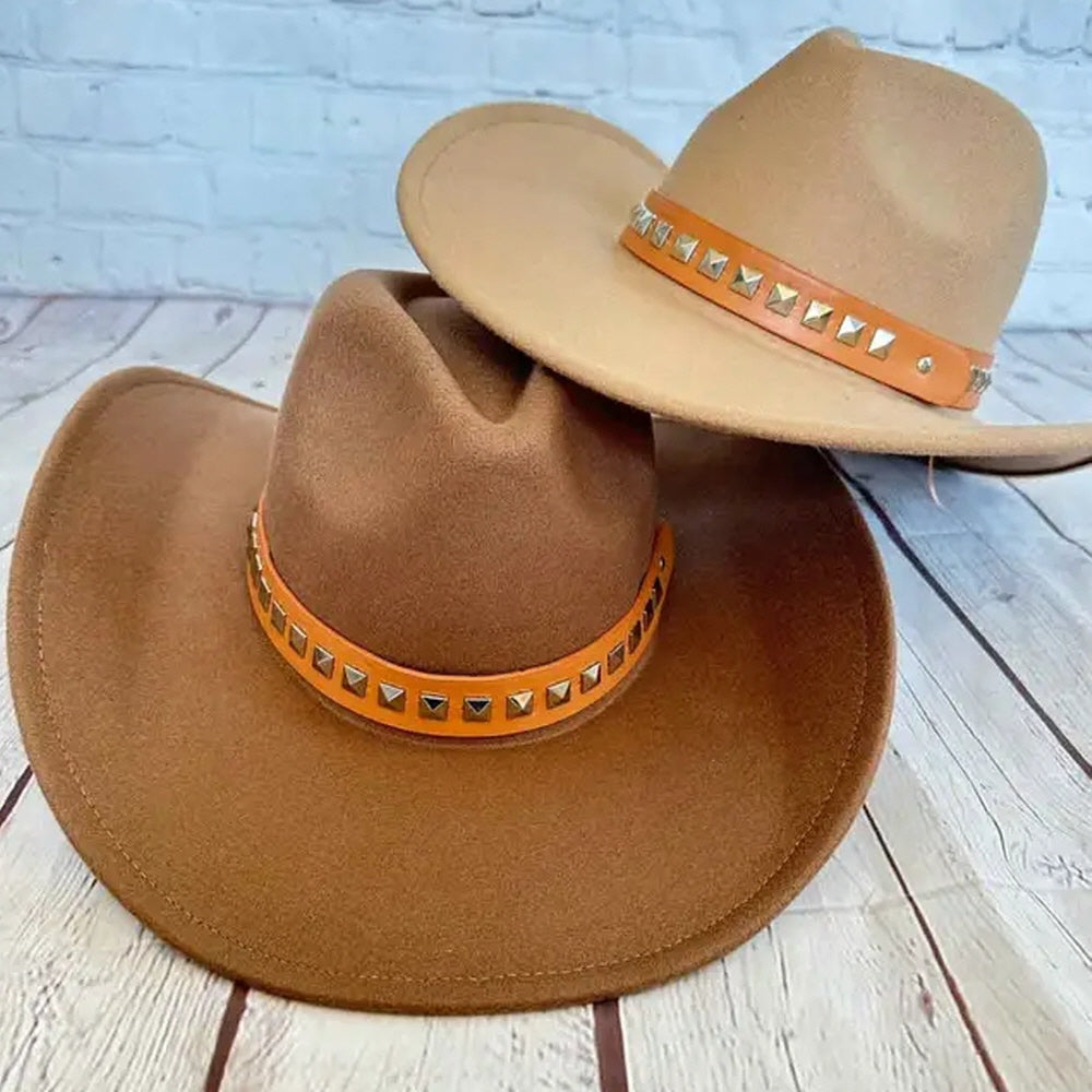 VEGAN FELT COWBOY HAT STEARD LEATHER BELT