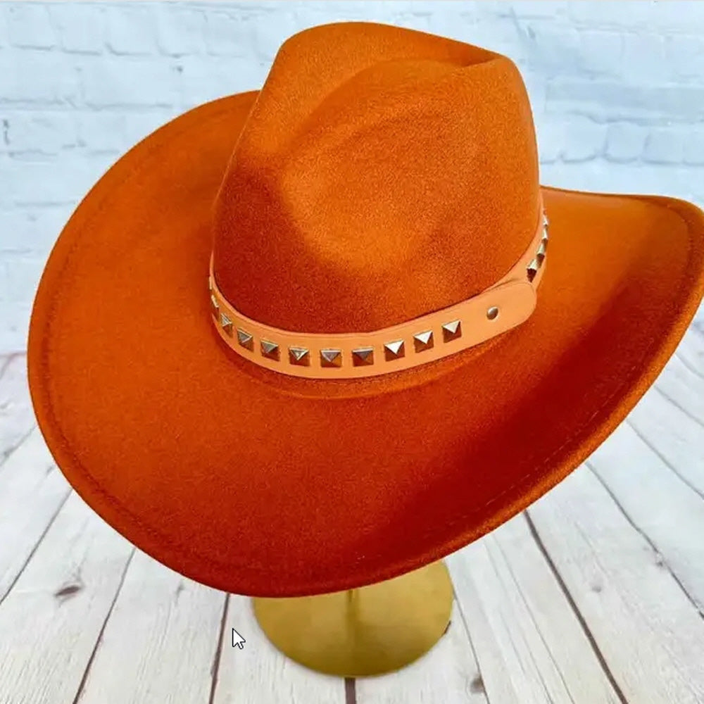 VEGAN FELT COWBOY HAT STEARD LEATHER BELT