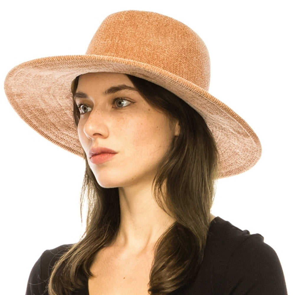 CHENILLE KNIT FEDORA HAT WITH BRAID