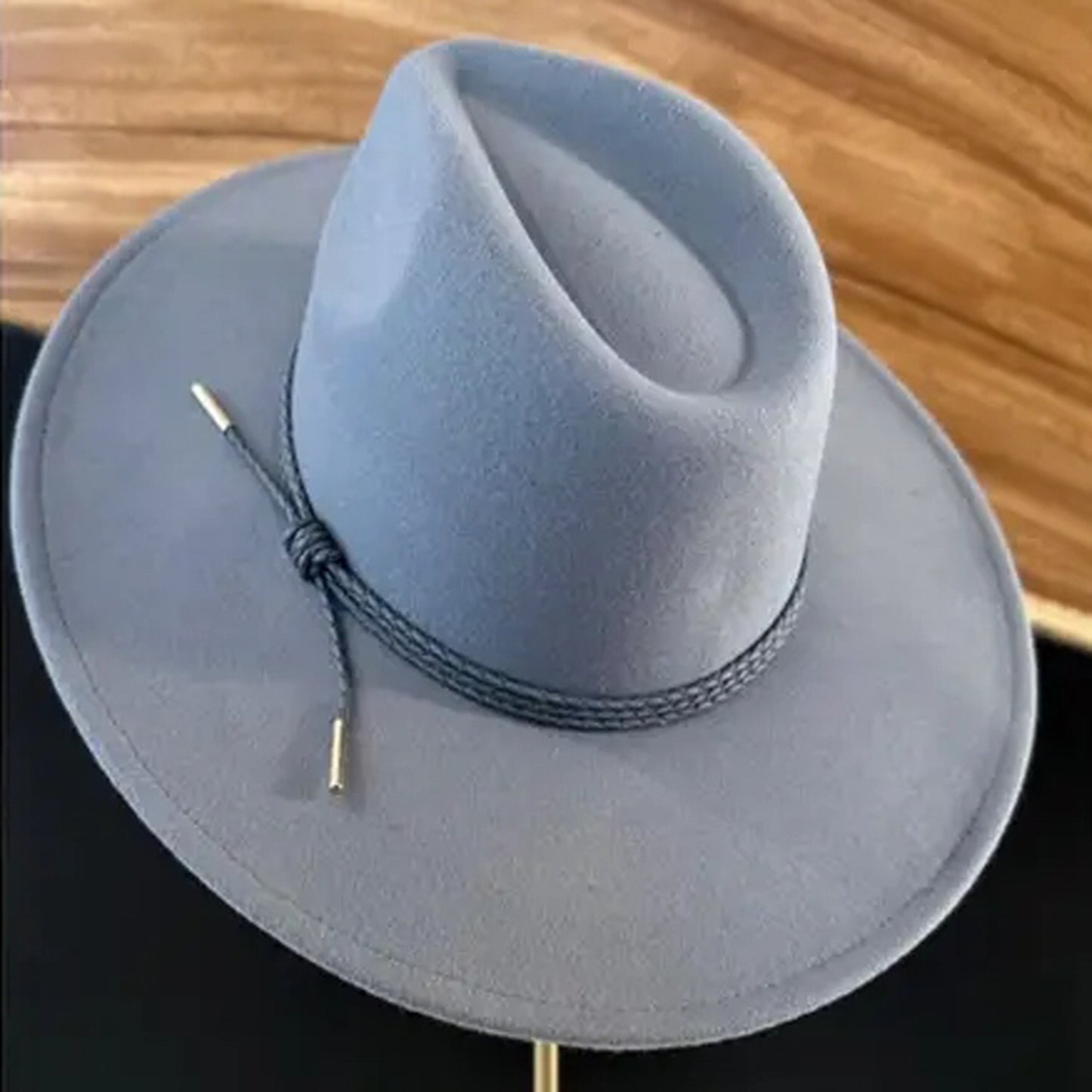 VEGAN FELT FLAT BRIM PANAMA HAT