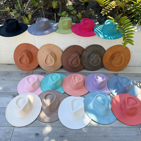 Vegan Suede Wide Brim Rancher Hat