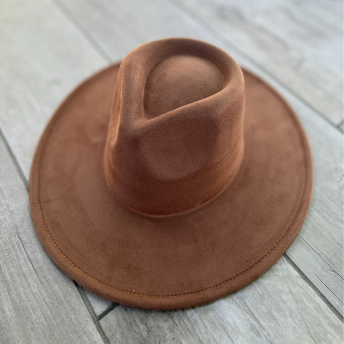 1915 – Plain Wide Brim Cowboy Hat Vegan Suede Look, Rancher Crown Western Cowboy Vegan Suede Hat Blank, Blank Hat for Burning, Hat  main image 3
