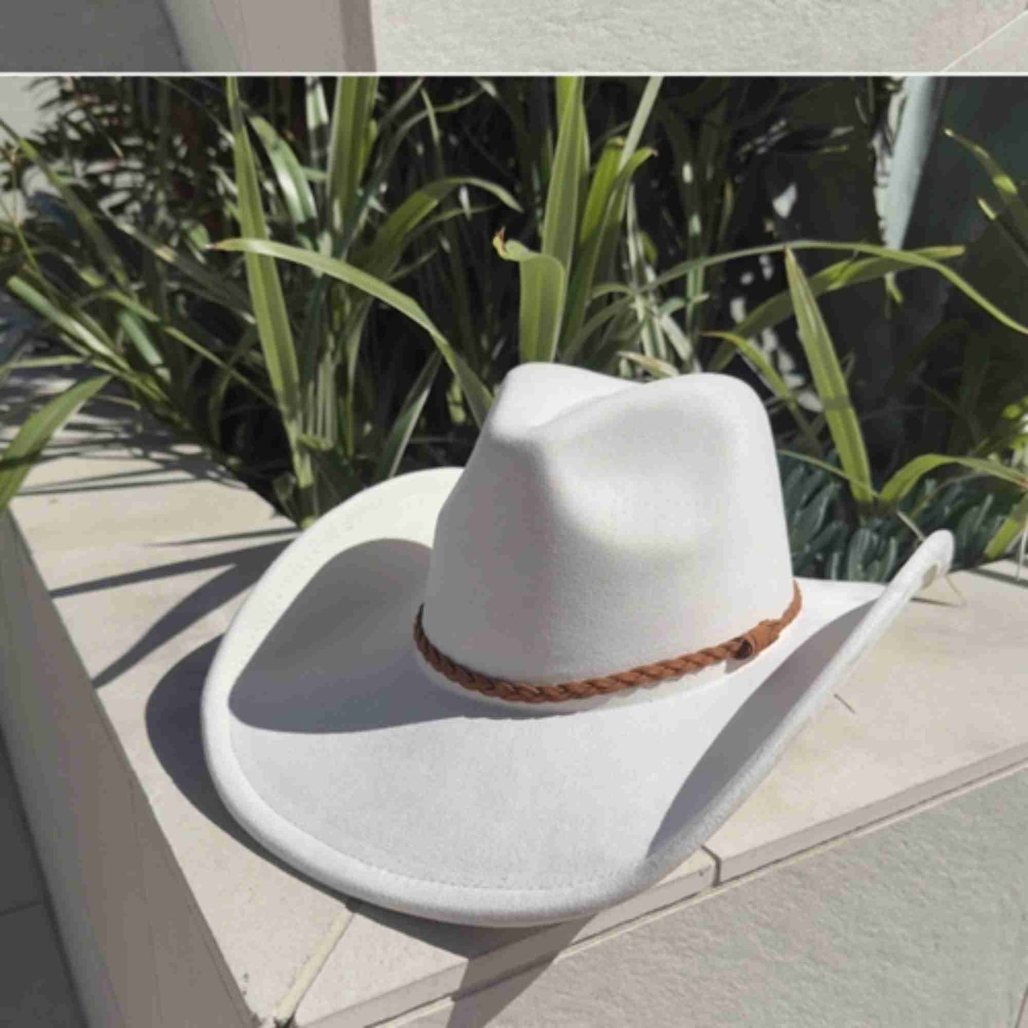Vegan Suede Cowboy Hat with Braided Suede Band