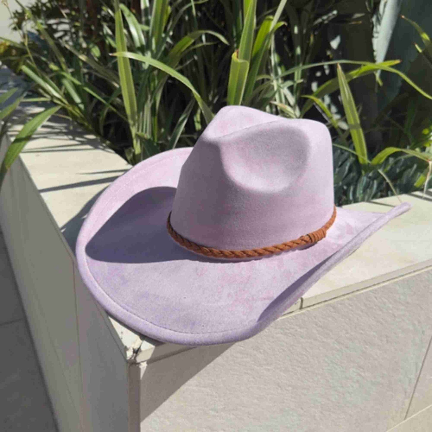 Vegan Suede Cowboy Hat with Braided Suede Band