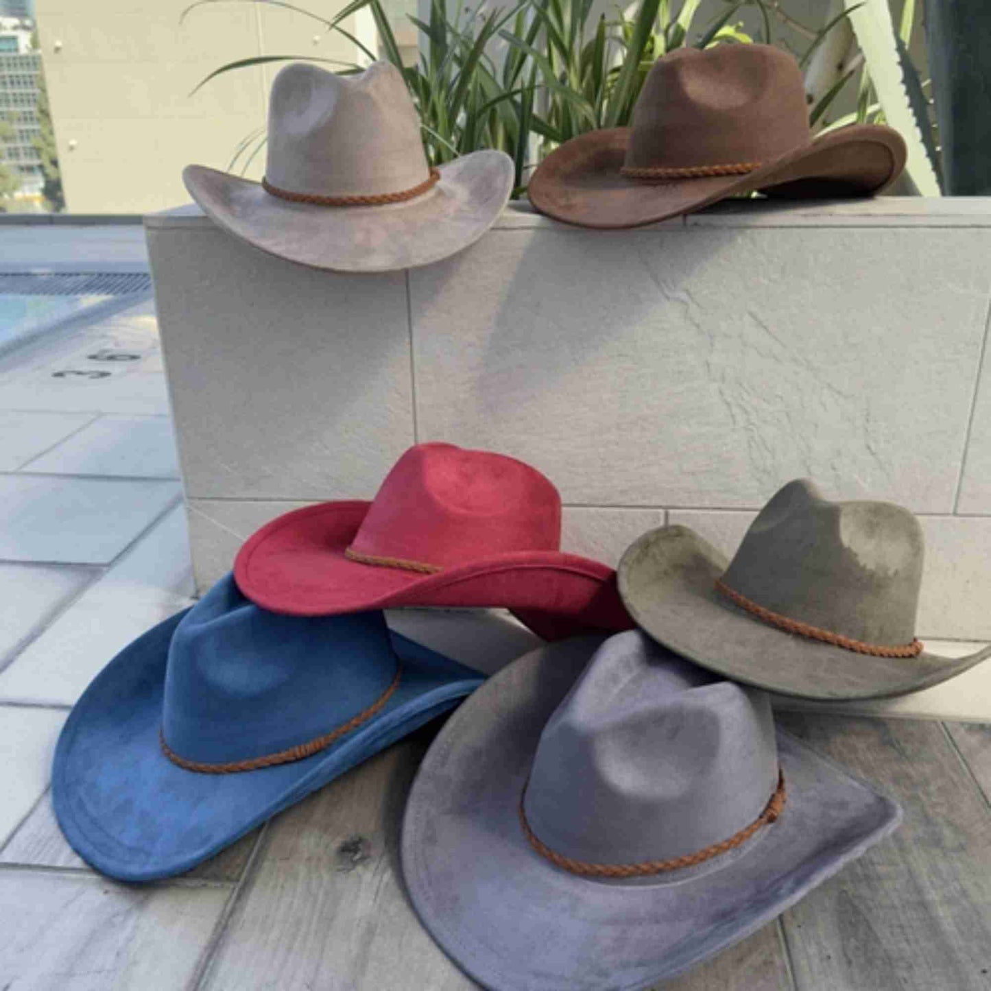 Vegan Suede Cowboy Hat with Braided Suede Band